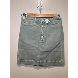 Madewell‎ Emmett Jean Skirt Womens 26 Green Button Front Straight L4556 NWT